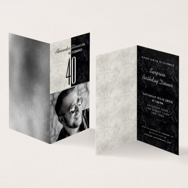Fotohane 40:e födelsedagsinbjudan kort (In- och utsida)