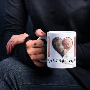 Fotohjärtan Ro Guld i första Mors dag Baby Kaffemugg