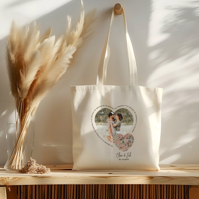 Fotohjärtplats karta personlig förlovning tygkasse (Skapare uppladdad)