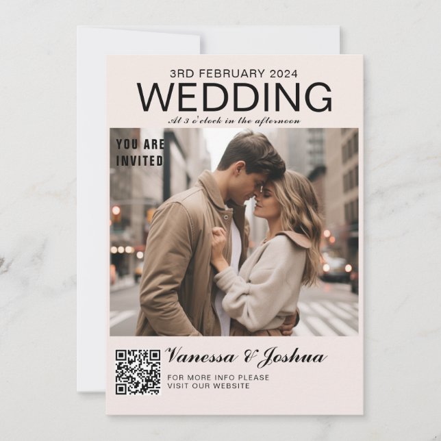 Fotohölje Magazin QR-kod Bröllop Inbjudningar (Framsida)