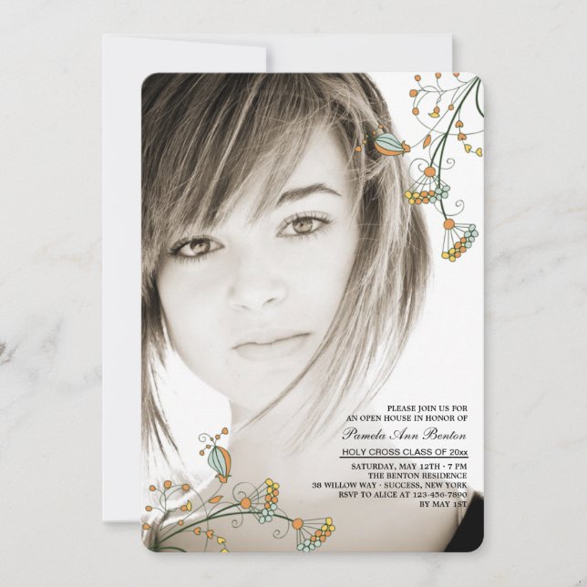 Fotoinbjudan för delikata hörn inbjudningar (Framsida)