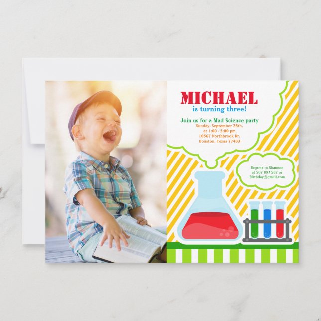 Fotoinbjudan för Födelsedagsfest av mäskvetenskap Inbjudningar (Framsida)