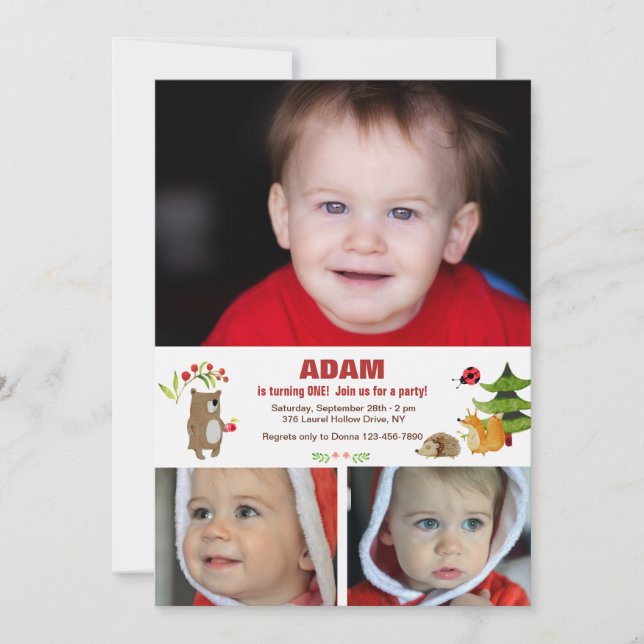 Fotoinbjudan för Forest Pals Inbjudningar (Framsida)