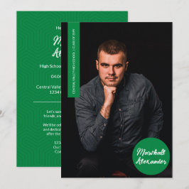 Fotoinbjudan för grönt Geometric Studenten