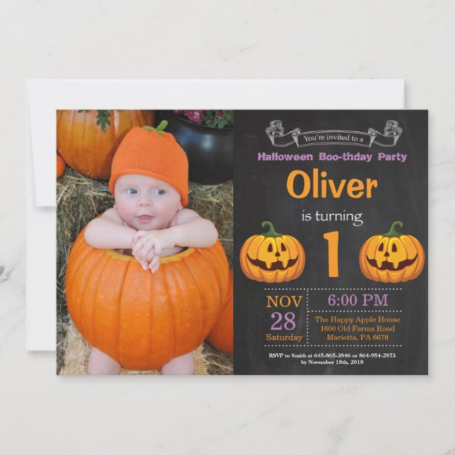 Fotoinbjudan för Halloween-Födelsedagsfest Inbjudningar (Framsida)