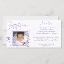 Fotoinbjudan för lätt Lila-baptism