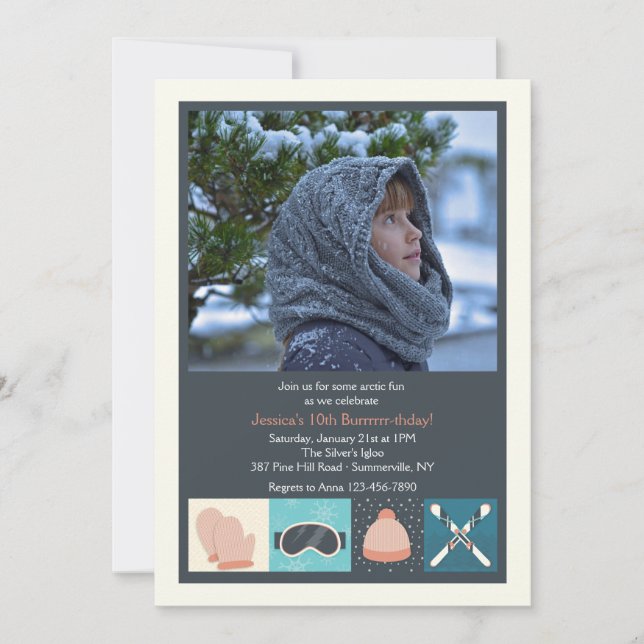 Fotoinbjudan för Ski-Bära Inbjudningar (Framsida)