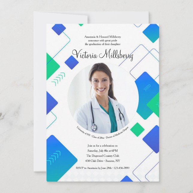 Fotoinbjudan för Trendig Student Inbjudningar (Framsida)