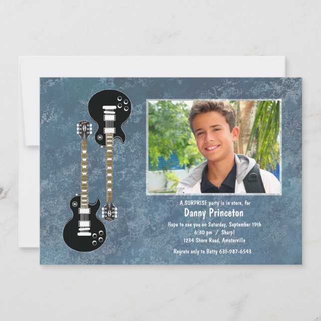 Fotoinbjudan för två gitarrer inbjudningar (Framsida)