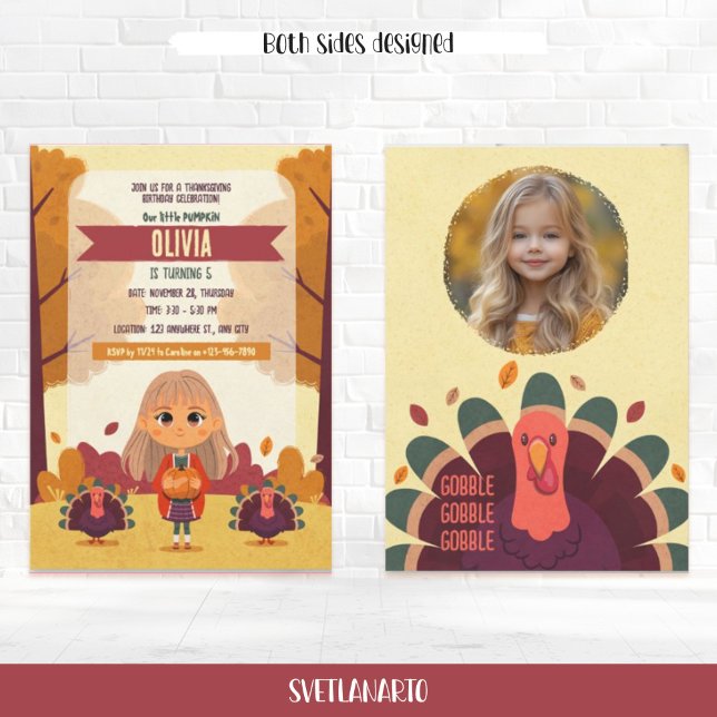 Fotoinbjudan hösten Thanksgiving födelsedag Inbjudningar (Skapare uppladdad)