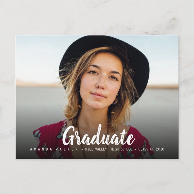 Fotoinbjudan med enkel fetstil i Studenten Inbjudan Vykort (Framsida)