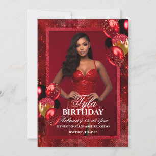 Fotoinbjudan med Luxury Red Balloons Inbjudningar