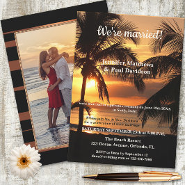 Fotoinbjudan om tropcial Beach Wedding Mottagning Inbjudningar