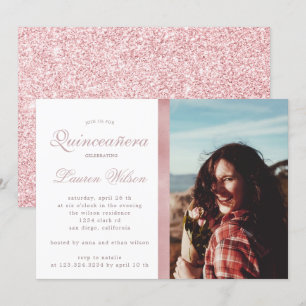 Fotoinbjudan ro Guld och glitter Quinceanera Inbjudningar