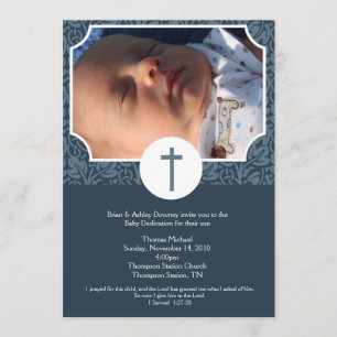 Fotoinbjudan till Baby Dedication BOY Baptism 5x7 Inbjudningar
