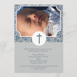 Fotoinbjudan till Baby Dedication BOY Baptism 5x7 Inbjudningar