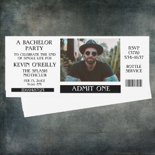 Fotoinbjudan till Bachelor eller Stag Party Biljet Inbjudningar
