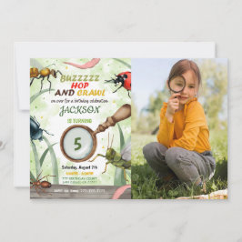 Fotoinbjudan till barn på födelsedagen i kryp inbjudningar