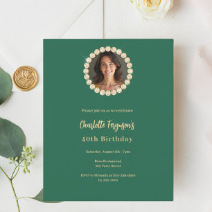 Fotoinbjudan till Birthday emerald grönt diamant