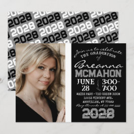 Fotoinbjudan till Black & White Modern Studenten Inbjudningar