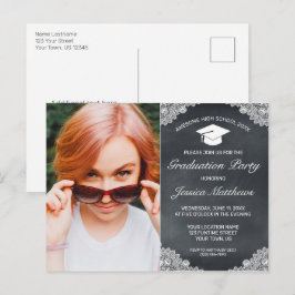 Fotoinbjudan till Blackboard White Snöre Studenten Vykort