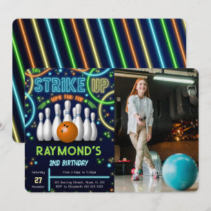 Fotoinbjudan till Bowling Birthday Inbjudningar