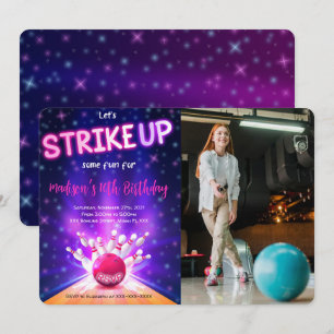 Fotoinbjudan till Bowling Birthday Inbjudningar