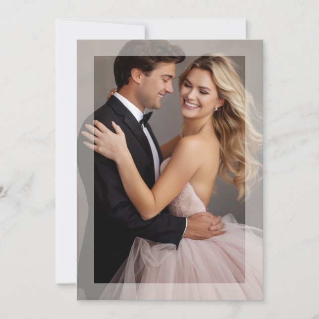 Fotoinbjudan till bröllop golden beige Matte ram Inbjudningar (Framsida)