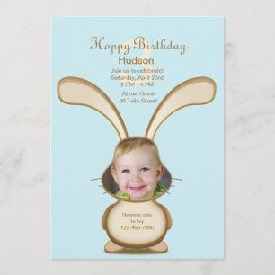 Fotoinbjudan till Bunny Birthday (anpassad) Inbjudningar
