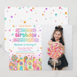 Fotoinbjudan till Candy Birthday Inbjudningar