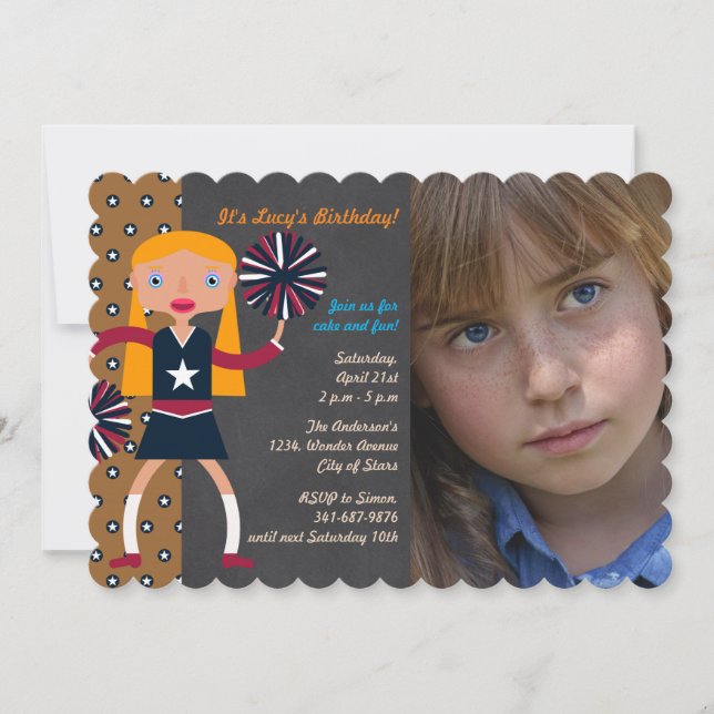 Fotoinbjudan till Cheerwriter-Födelsedagsfest Inbjudningar (Framsida)