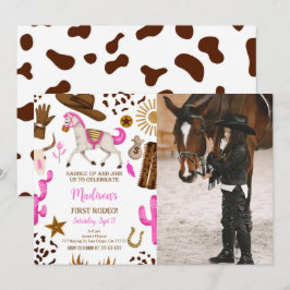 Fotoinbjudan till Cowgirl Birthday Inbjudningar