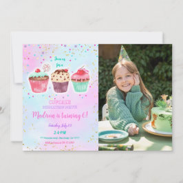 Fotoinbjudan till Cute Cupkaka-födelsedagsfoto Inbjudningar