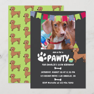 Fotoinbjudan till Dachshund Hund Birthday Inbjudningar