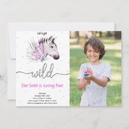 Fotoinbjudan till djuret Safari Birthday Inbjudningar