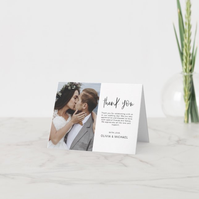 Fotoinbjudan till Elegant bröllop Tack Kort (Framsida)