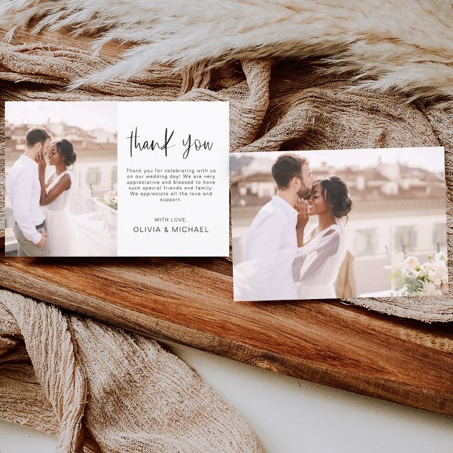 Fotoinbjudan till Elegant bröllop Tack Kort (Skapare uppladdad)