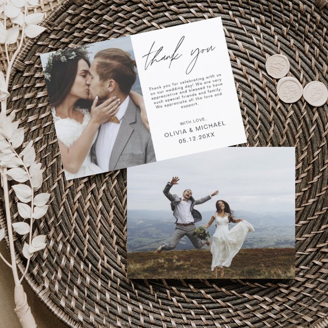 Fotoinbjudan till Elegant bröllop Tack Kort (Skapare uppladdad)