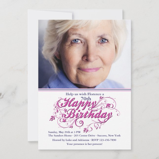 Fotoinbjudan till Finare under födelsedagen Inbjudningar (Framsida)