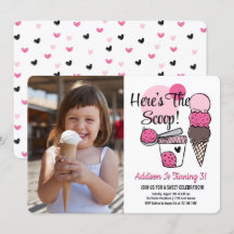 Fotoinbjudan till Födelsedagsfesten Ice Cream Scoo