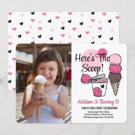 Fotoinbjudan till Födelsedagsfesten Ice Cream Scoo Inbjudningar