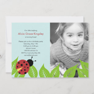 Fotoinbjudan till Födelsedagsfesten Little Ladybug Inbjudningar