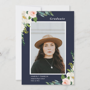 Fotoinbjudan till Garden Blommigt Studenten Inbjudningar