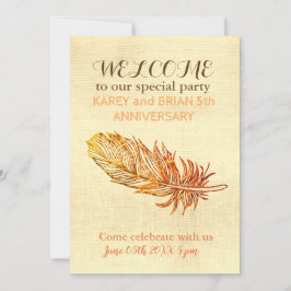 Fotoinbjudan till Golden Feather Canvas Inbjudningar