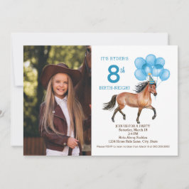 Fotoinbjudan till Horse Lover-födelsedag Inbjudningar