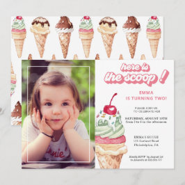 Fotoinbjudan till Ice Cream Girl Birthday Inbjudningar