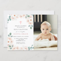 Fotoinbjudan till kvinnlig Blommigt Baptism