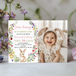 Fotoinbjudan till Little Bunny Wildbloms Birthday  Tack Kort