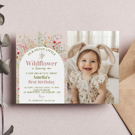 Fotoinbjudan till Little Wildblomma Garden Birthda Tack Kort