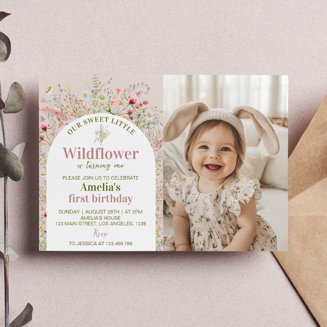 Fotoinbjudan till Little Wildblomma Garden Birthda Tack Kort (Skapare uppladdad)